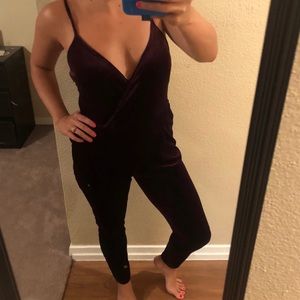 Purple Velvet Jumpsuit (w/ pockets)